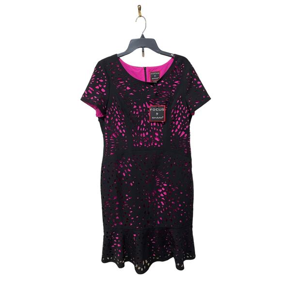 FOCUS by Shani Laser Cut‎ Dress With Flounce Size US 12 - Picture 3 of 5